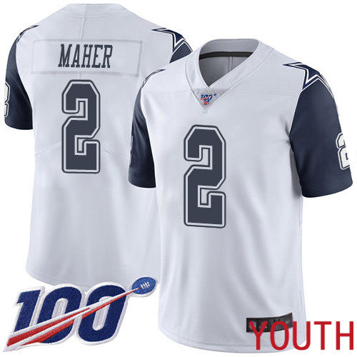 Youth Dallas Cowboys Limited White Brett Maher #2 100th Season Rush Vapor Untouchable NFL Jersey->dallas cowboys->NFL Jersey